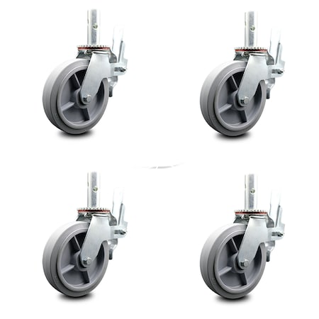 8 Inch Scaffold Caster Set With 1-3/8” Round Stem W/Brakes